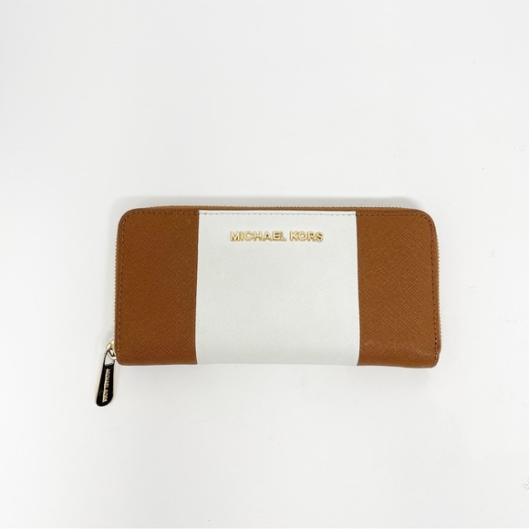 Michael Kors Jet Set Travel ZA Continental Wallet Color-Block Stripe Leather - Picture 10 of 11